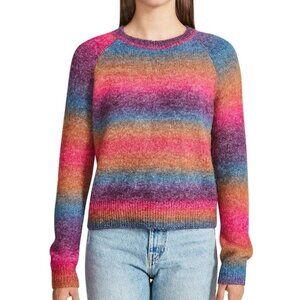 BB DAKOTA by STEVE MADDEN Multicolor Rainbow Ombre Wool Blend Crewneck Sweater S